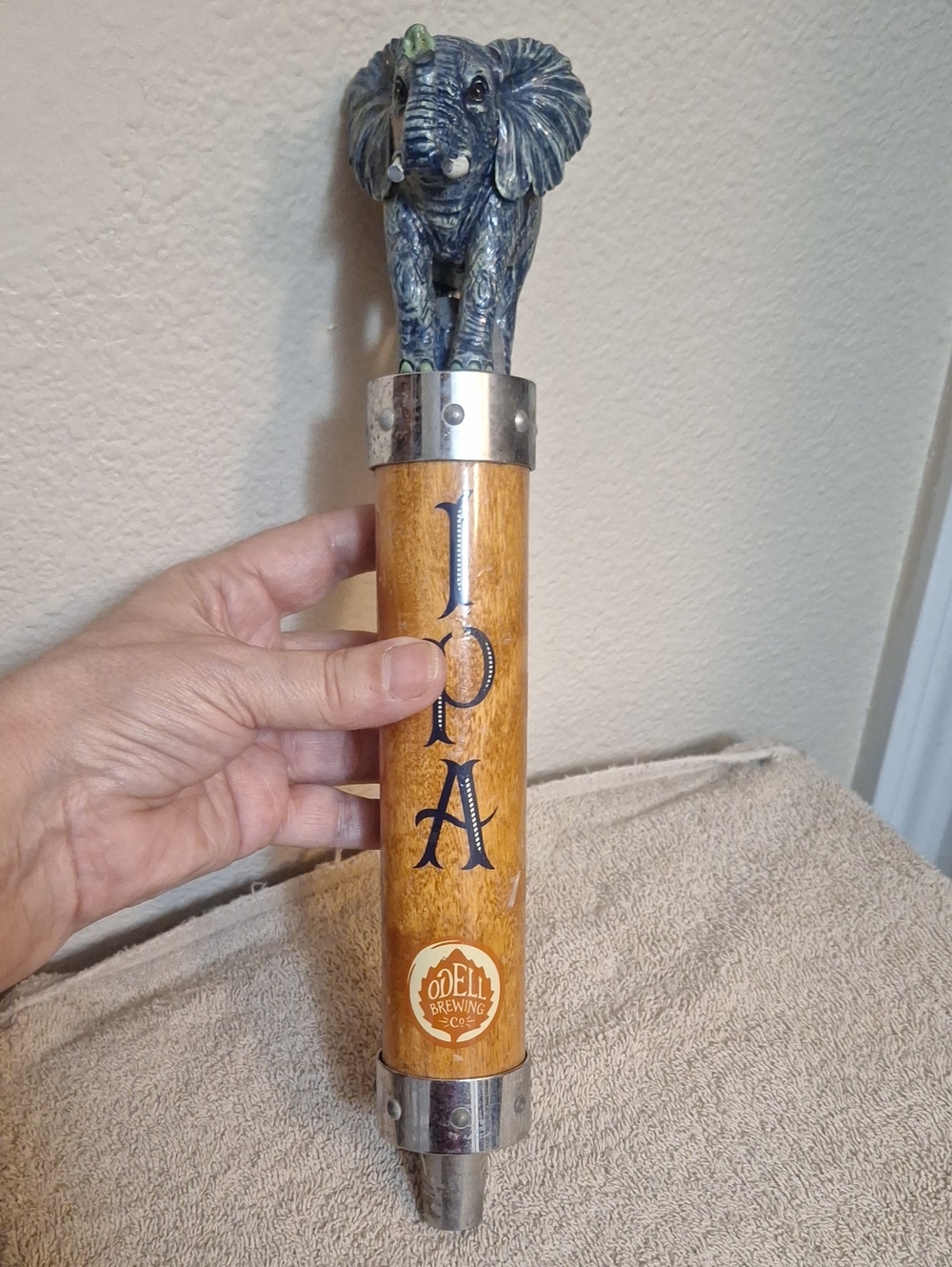 IPA Wood Tap Handle with Elephant Topper - Blue Elephant